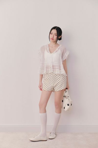  Quần Beige Kaki Polka Dot Shorts 