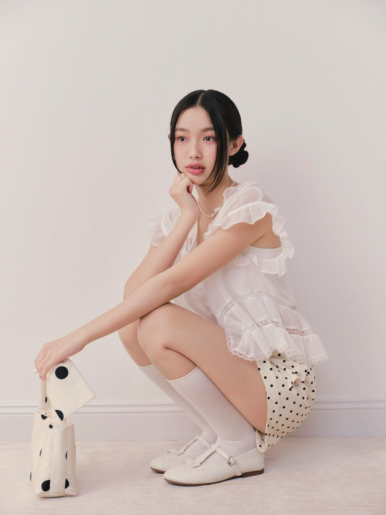 Quần Beige Kaki Polka Dot Shorts