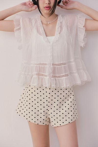  Quần Beige Kaki Polka Dot Shorts 