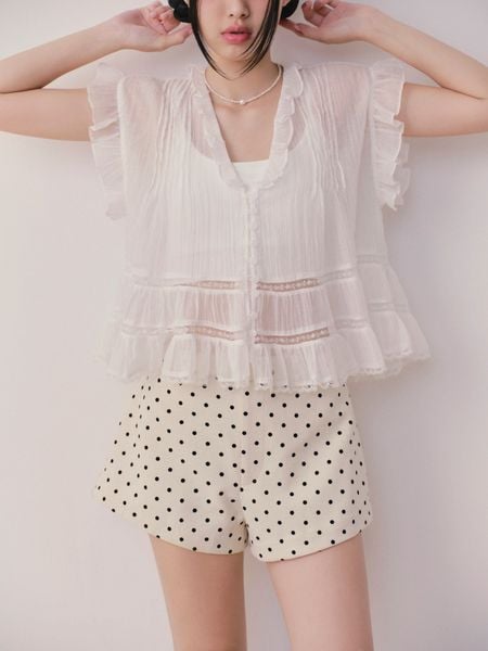  Quần Beige Kaki Polka Dot Shorts 