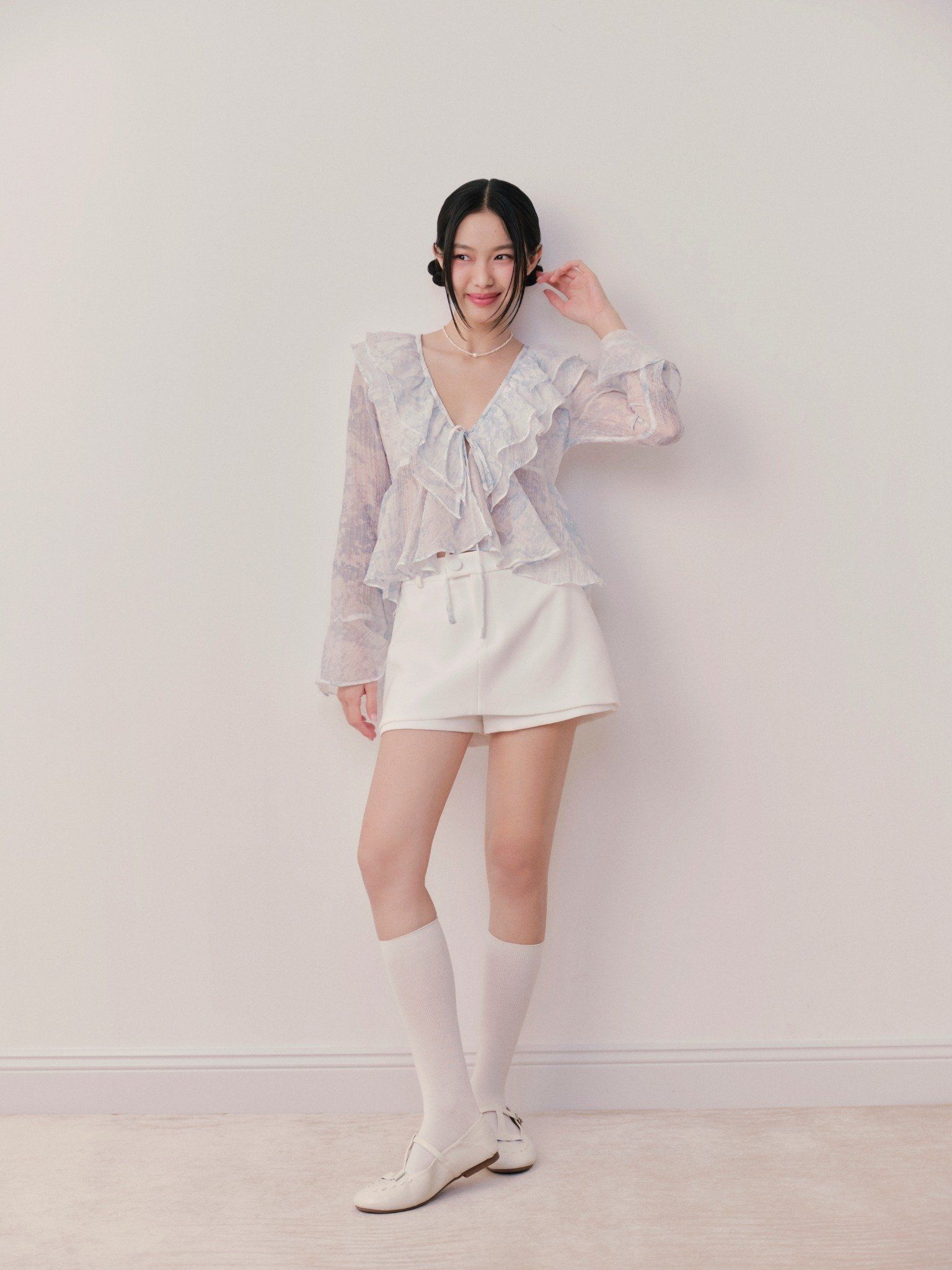 Chân váy White Plain Cotton Mini Skirt