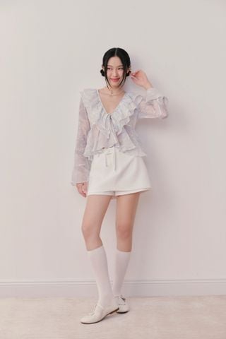 Áo babydoll cổ V phối bèo Willow Top nhiều màu