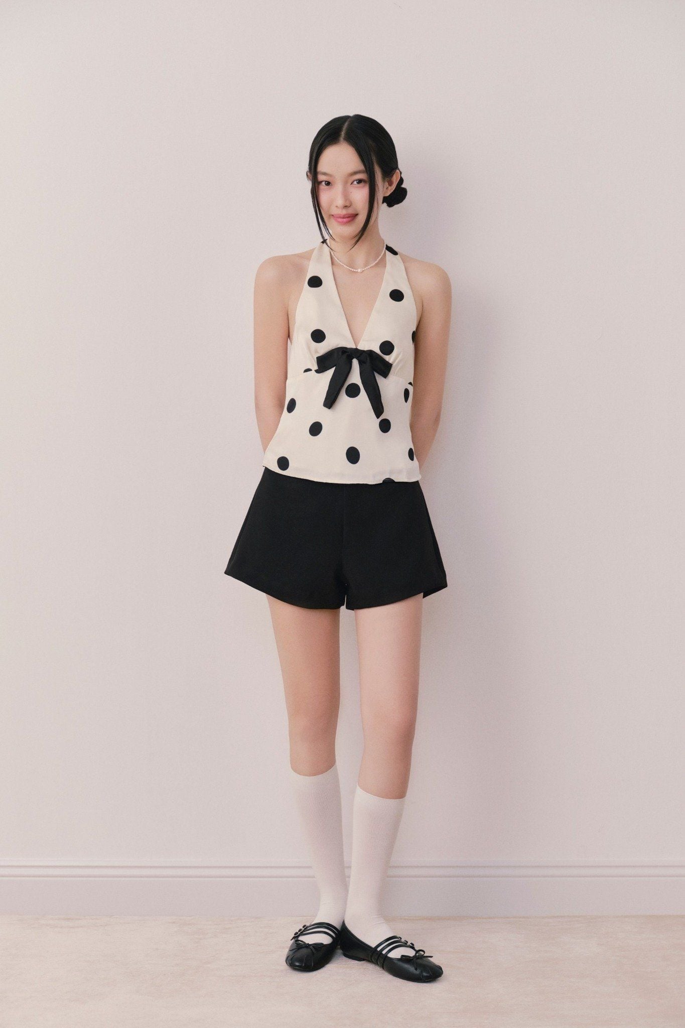 Áo Cream Dot Halterneck Top