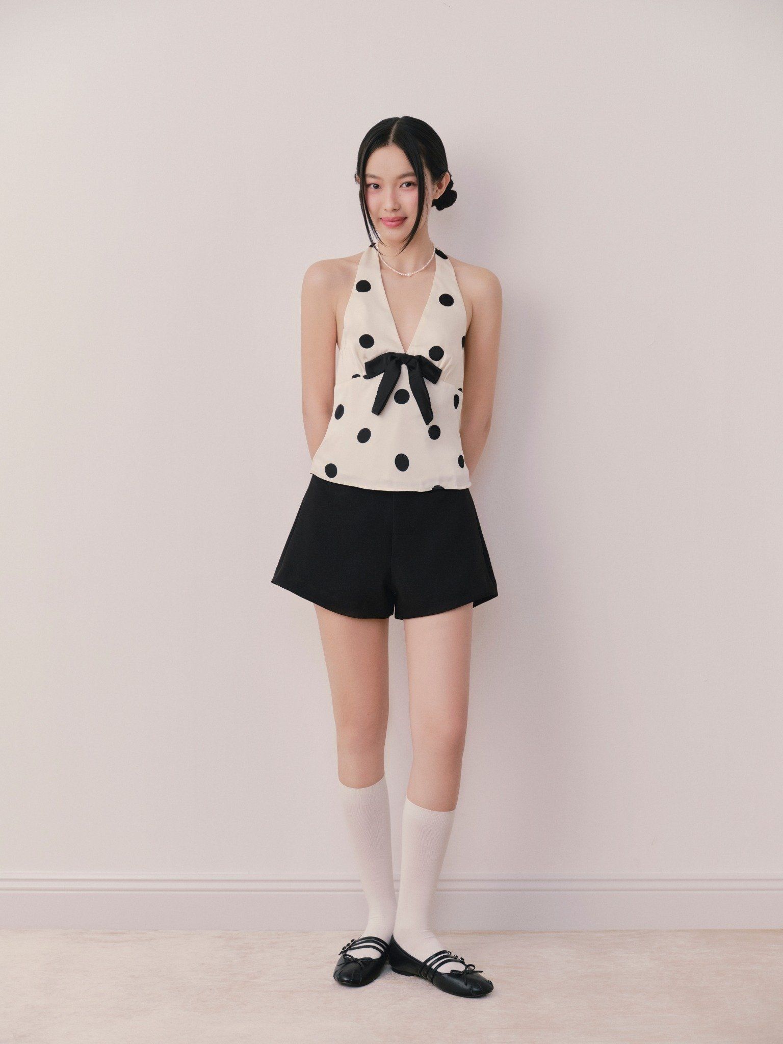 Áo Cream Dot Halterneck Top