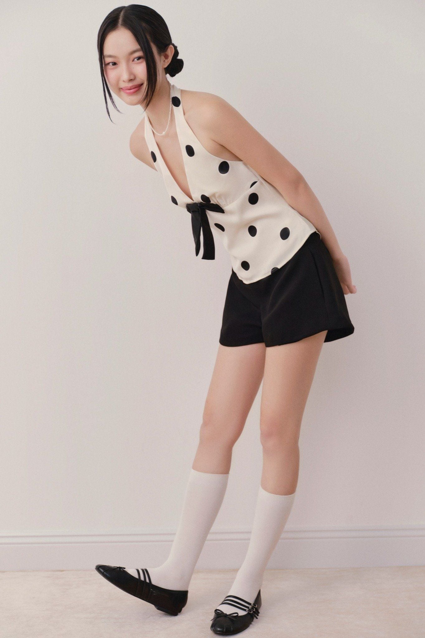 Áo Cream Dot Halterneck Top