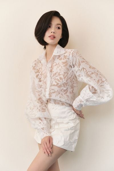  Áo Fleur Lace Sheer Mesh Shirt nhiều màu 