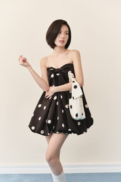  Dot Silky Puff Cup Dress nhiều màu 