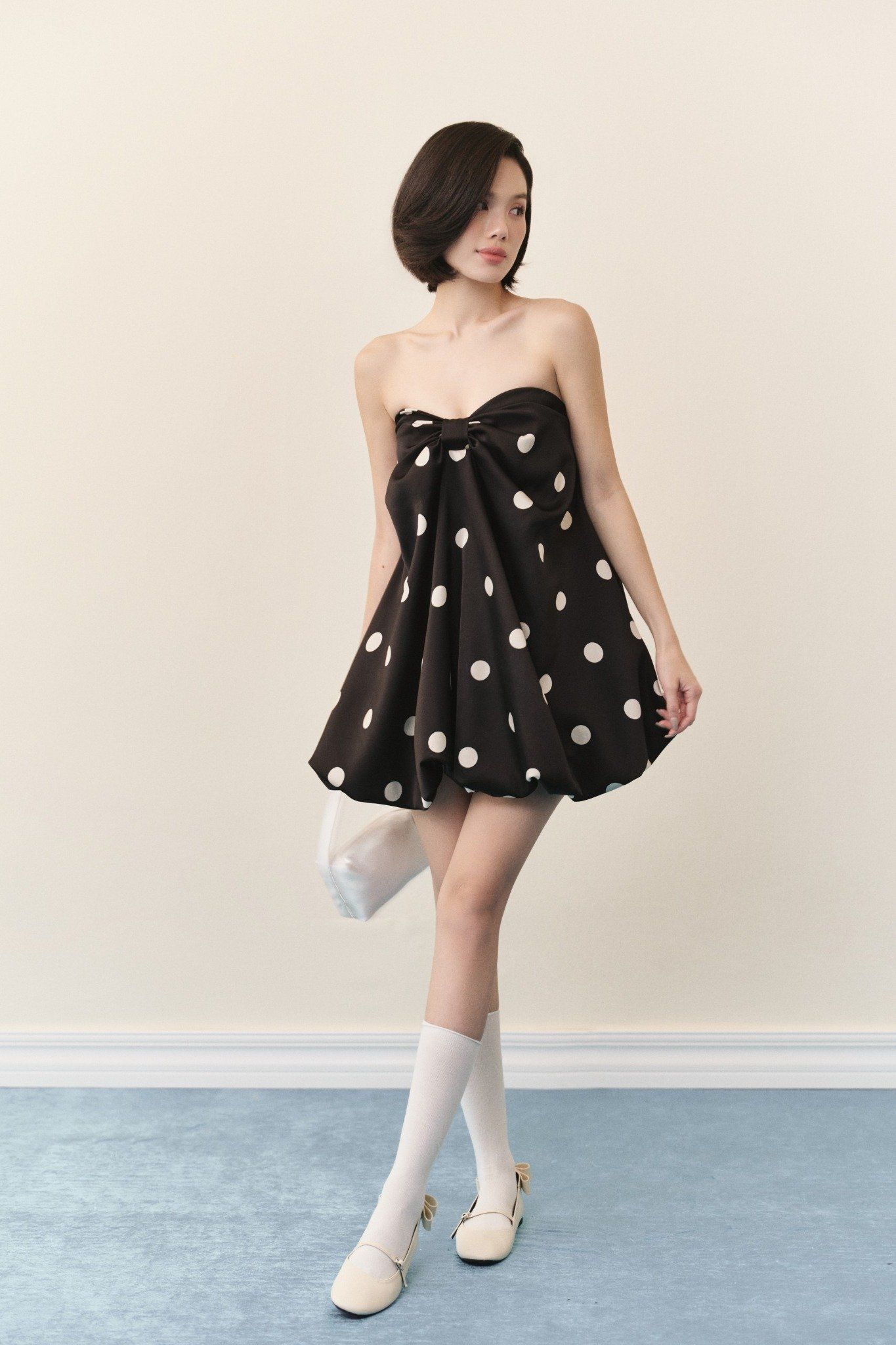 Dot Silky Puff Cup Dress nhiều màu