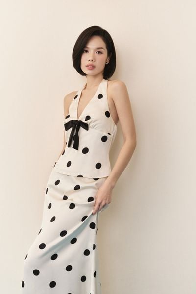  Áo Cream Dot Halterneck Top 