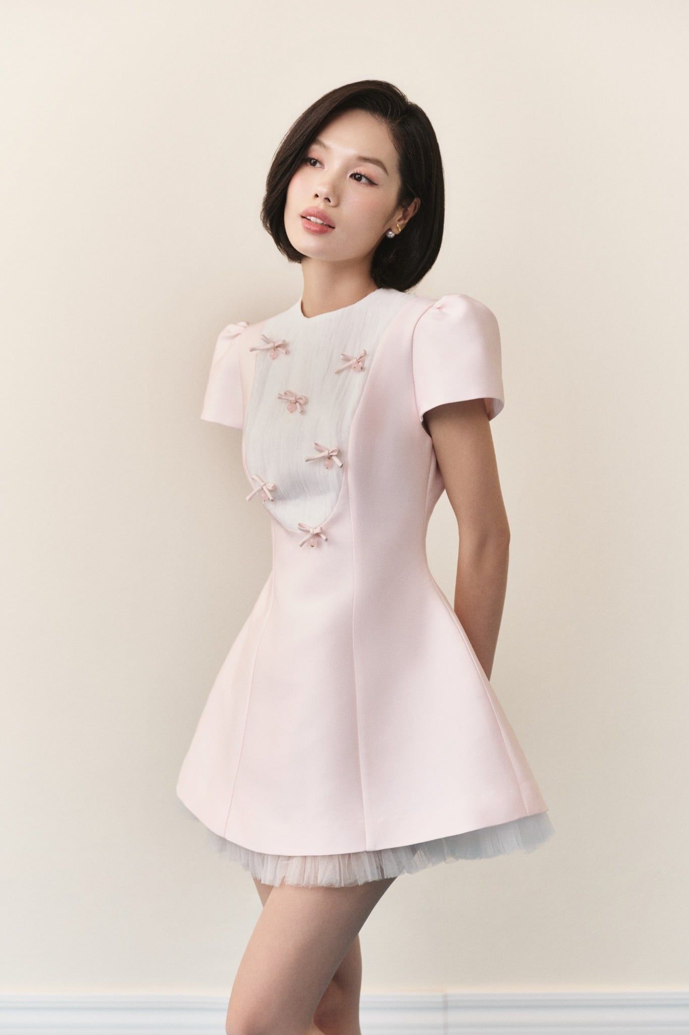 Đầm chiết eo A Line White Layered Mini Dress nhiều màu