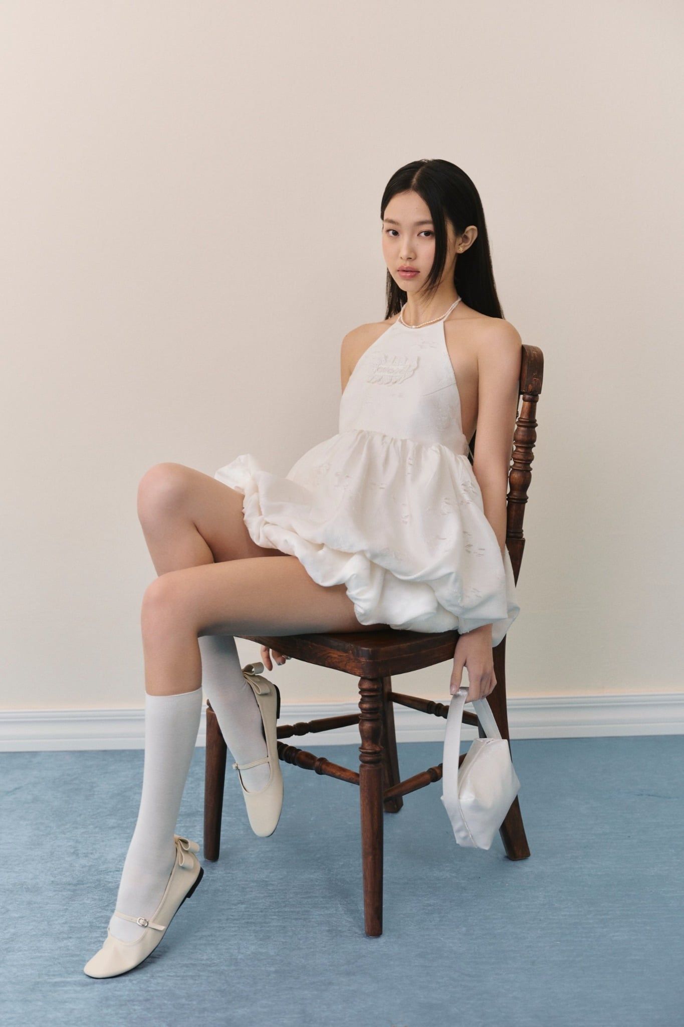 Set cổ yếm White Kate Halter Puff Mini Set