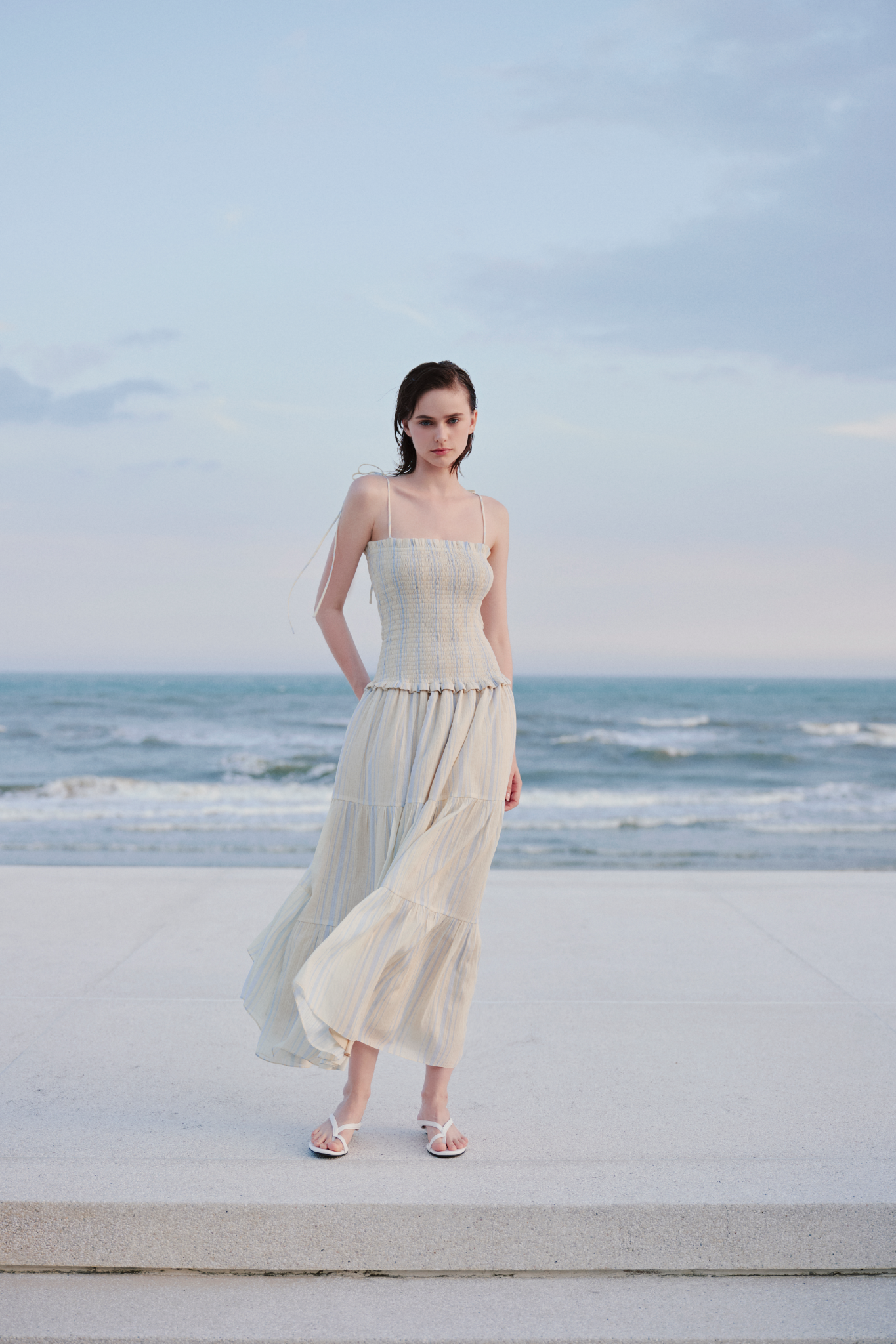 Lemon Striped Strappy Maxi Dress
