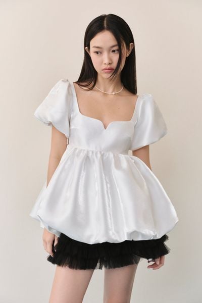  Áo White Tafta Puff Top 