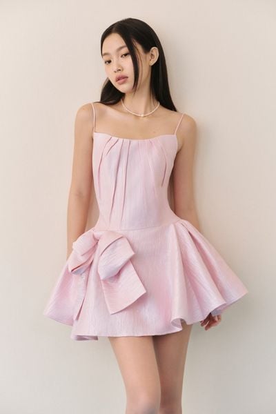  Đầm hai dây Blush Silky Bow Flared Mini Dress 