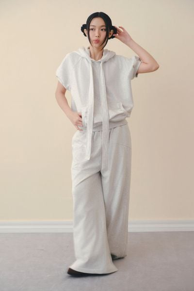  Áo Gray Hooded Drawstring Top 