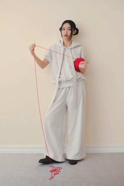  Quần Gray Wide Leg Drawstring Pants 