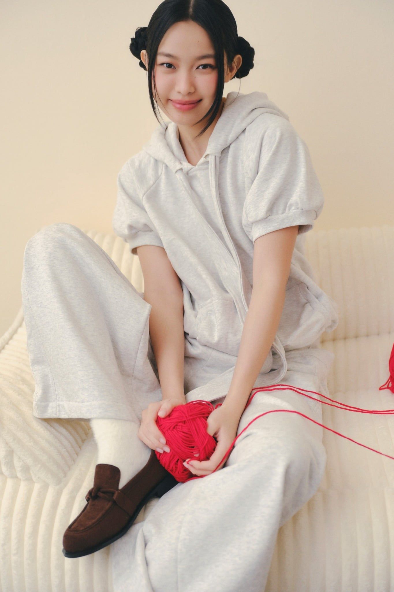 Quần Gray Wide Leg Drawstring Pants