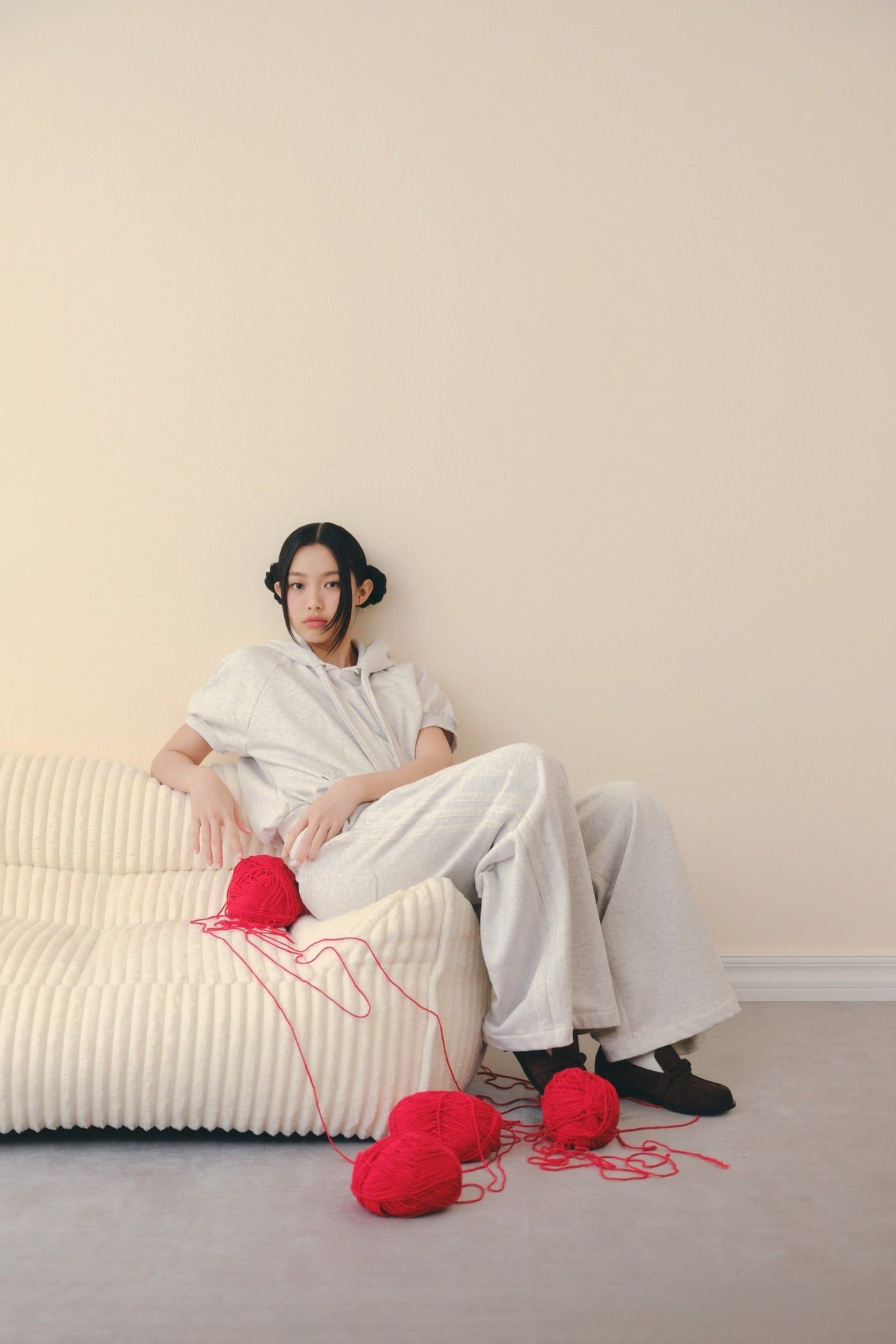 Quần Gray Wide Leg Drawstring Pants