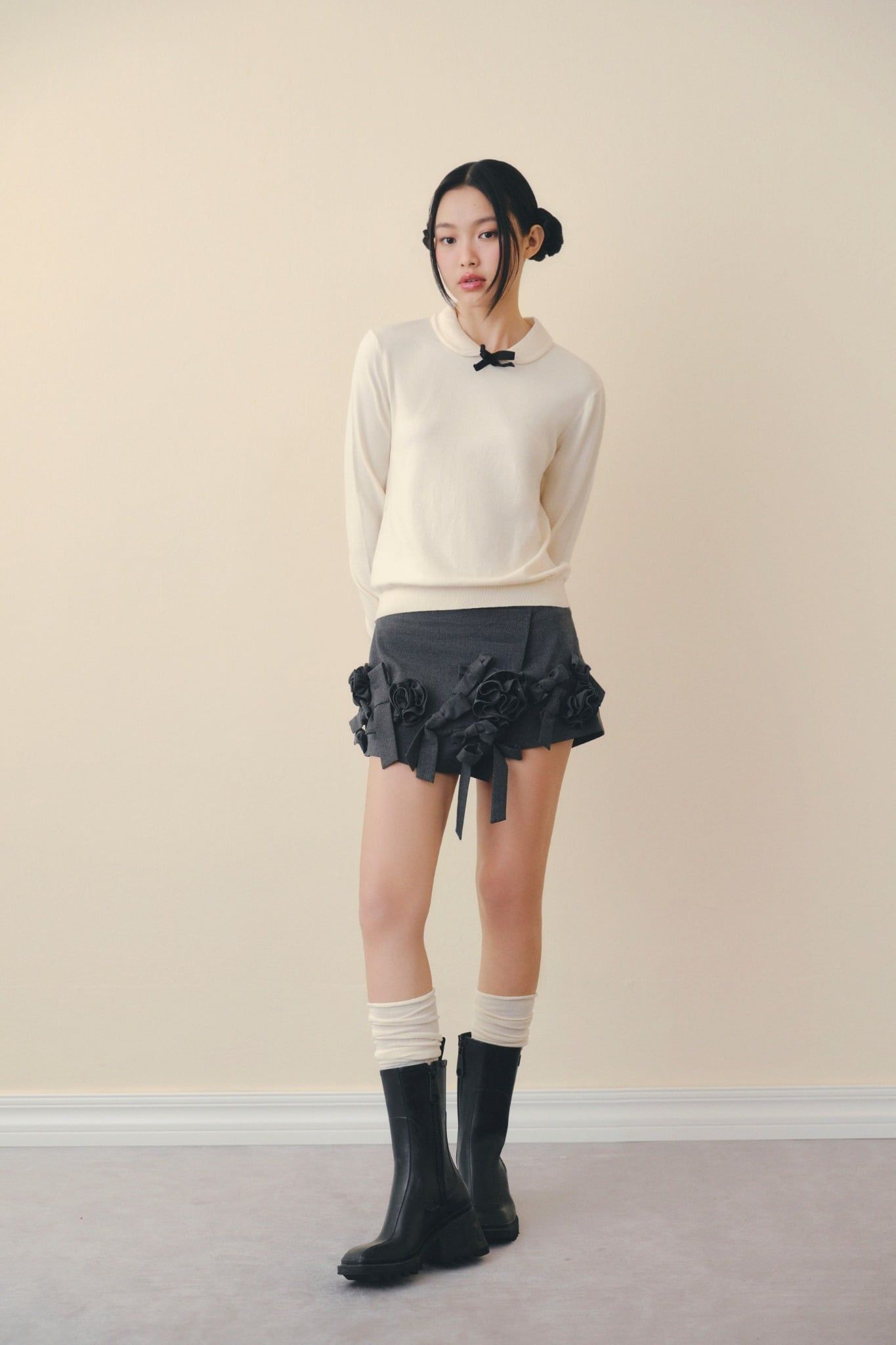 Áo Cream Mesh Bow Knit Top nhiều màu