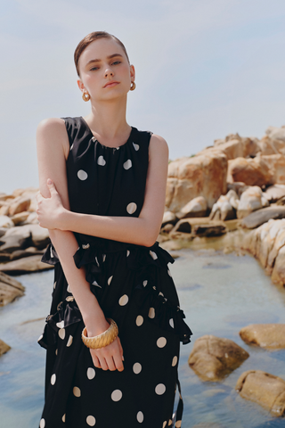 Váy maxi dáng suông Black Dot Loose Maxi Dress
