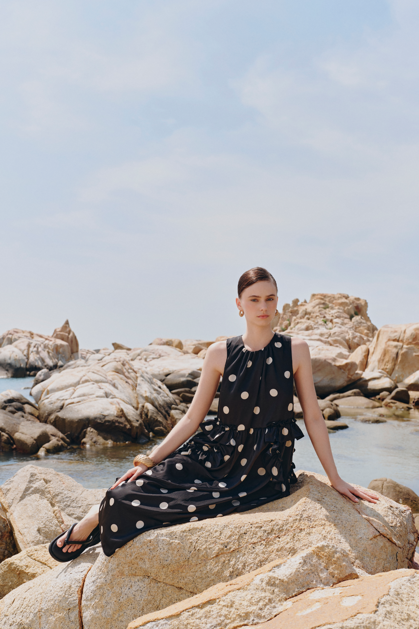 Black Dot Loose Maxi Dress