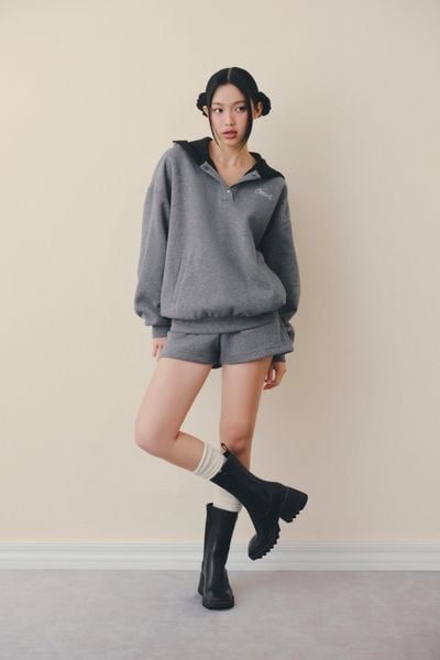  Charcoal Hooded Knit Set 