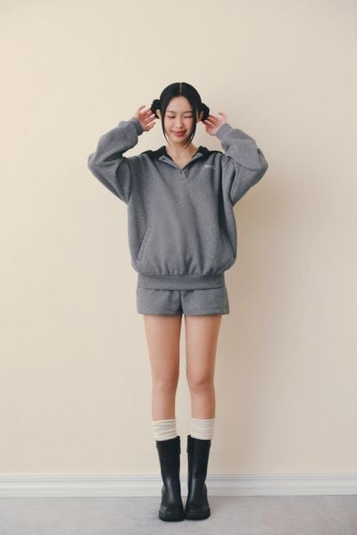  Charcoal Hooded Knit Set 