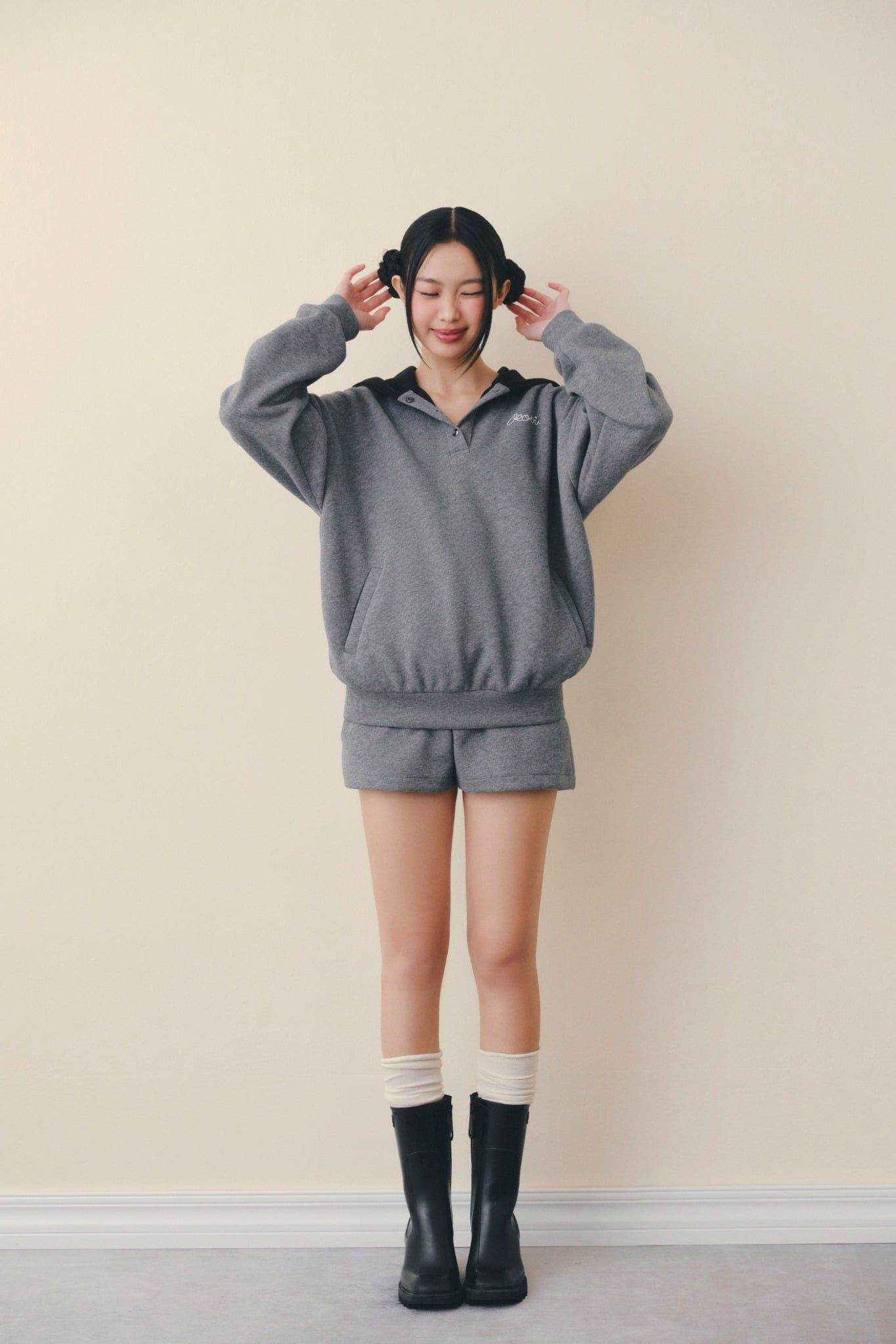 Charcoal Hooded Knit Set