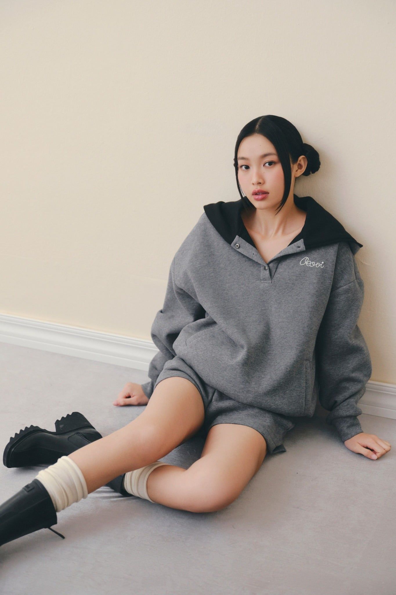 Charcoal Hooded Knit Set