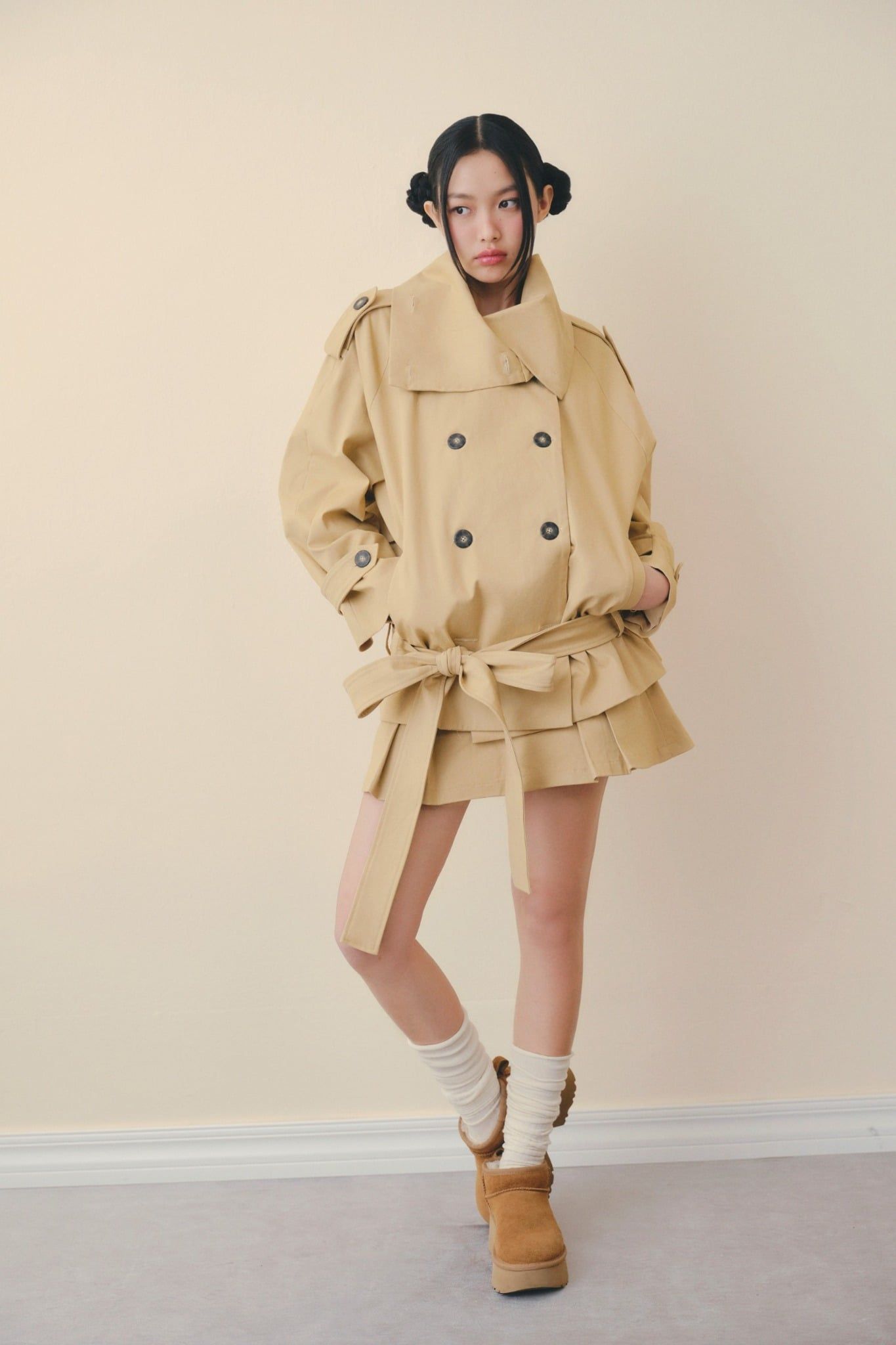 Áo Beige Kate Belted Coat