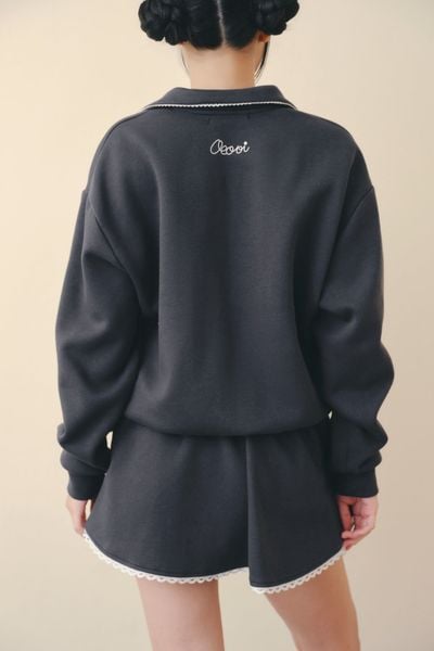  Charcoal Lace Trim Knit Set 