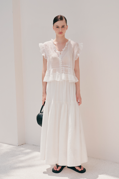  Áo White Chiffon Vneck Top 
