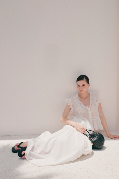 Áo White Chiffon Vneck Top 