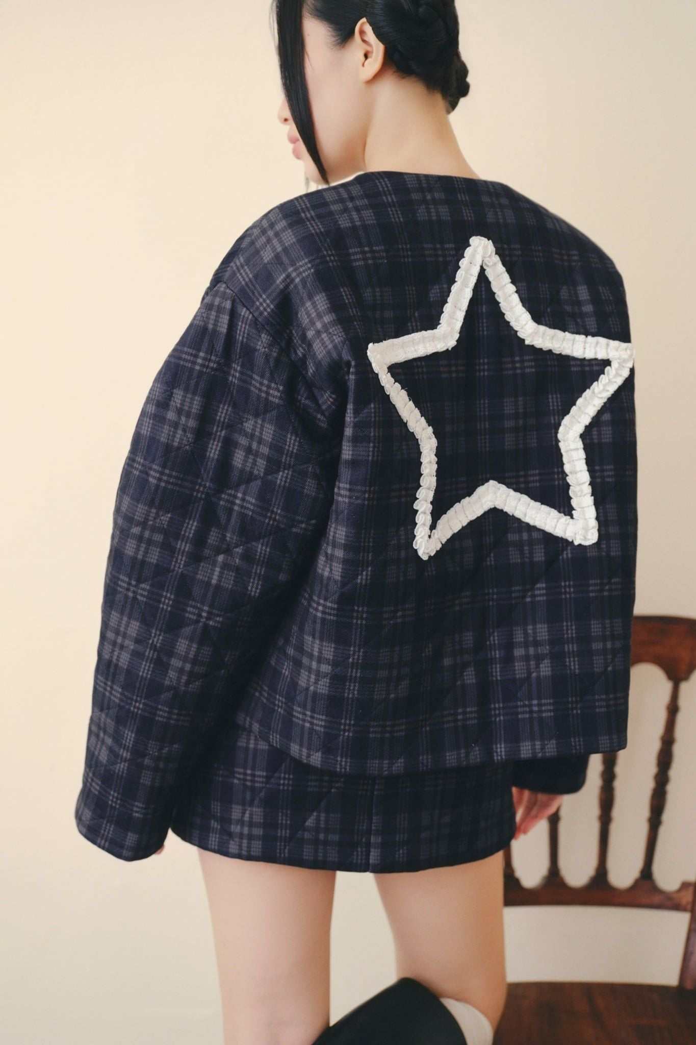 Navy Kate Plaid Long Sleeves Set