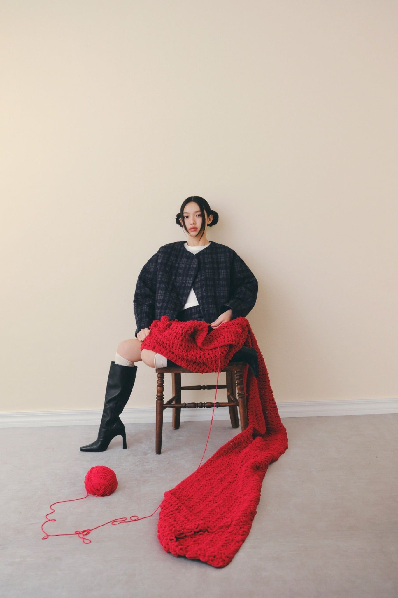 Navy Kate Plaid Long Sleeves Set