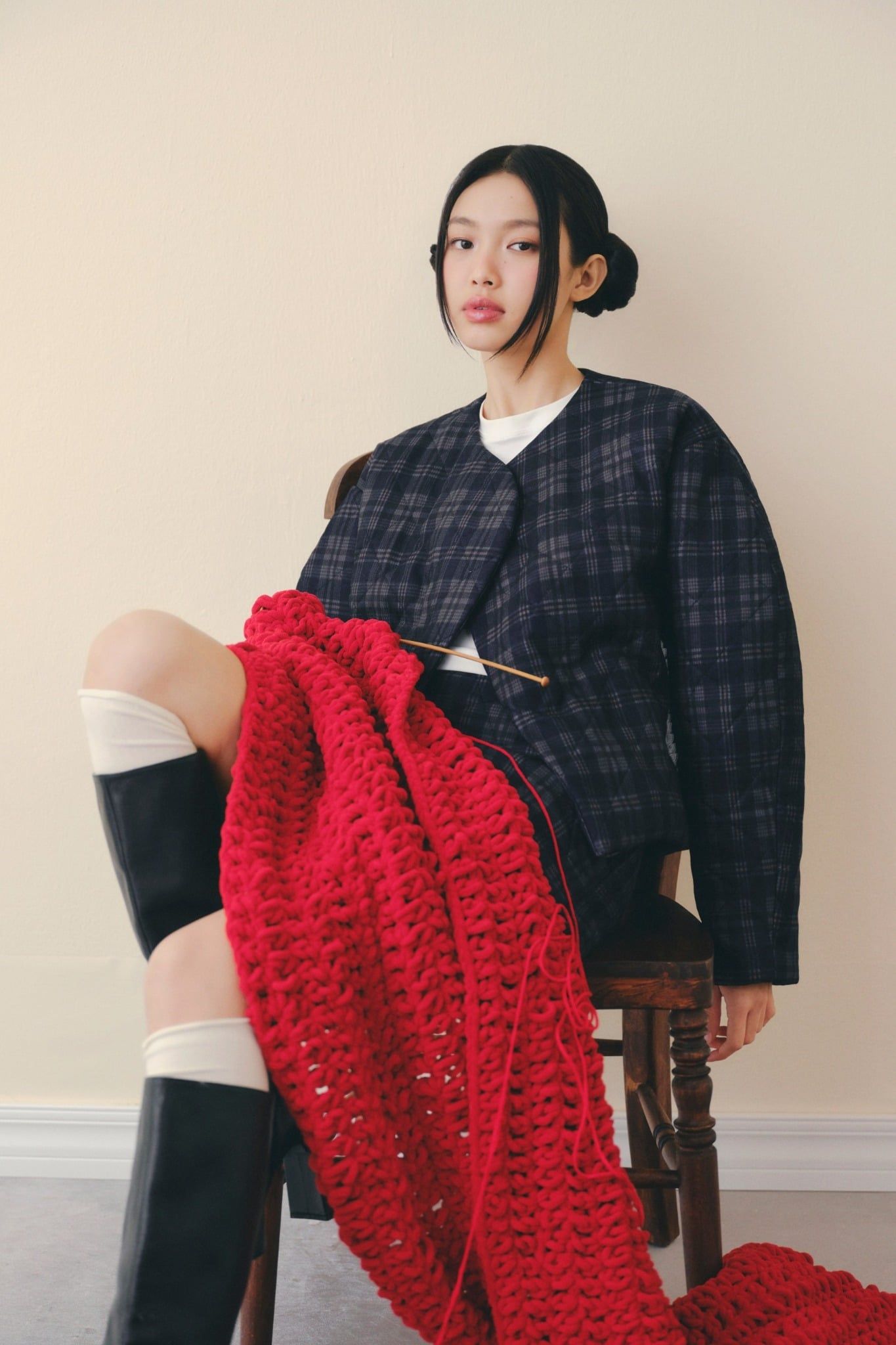 Navy Kate Plaid Long Sleeves Set