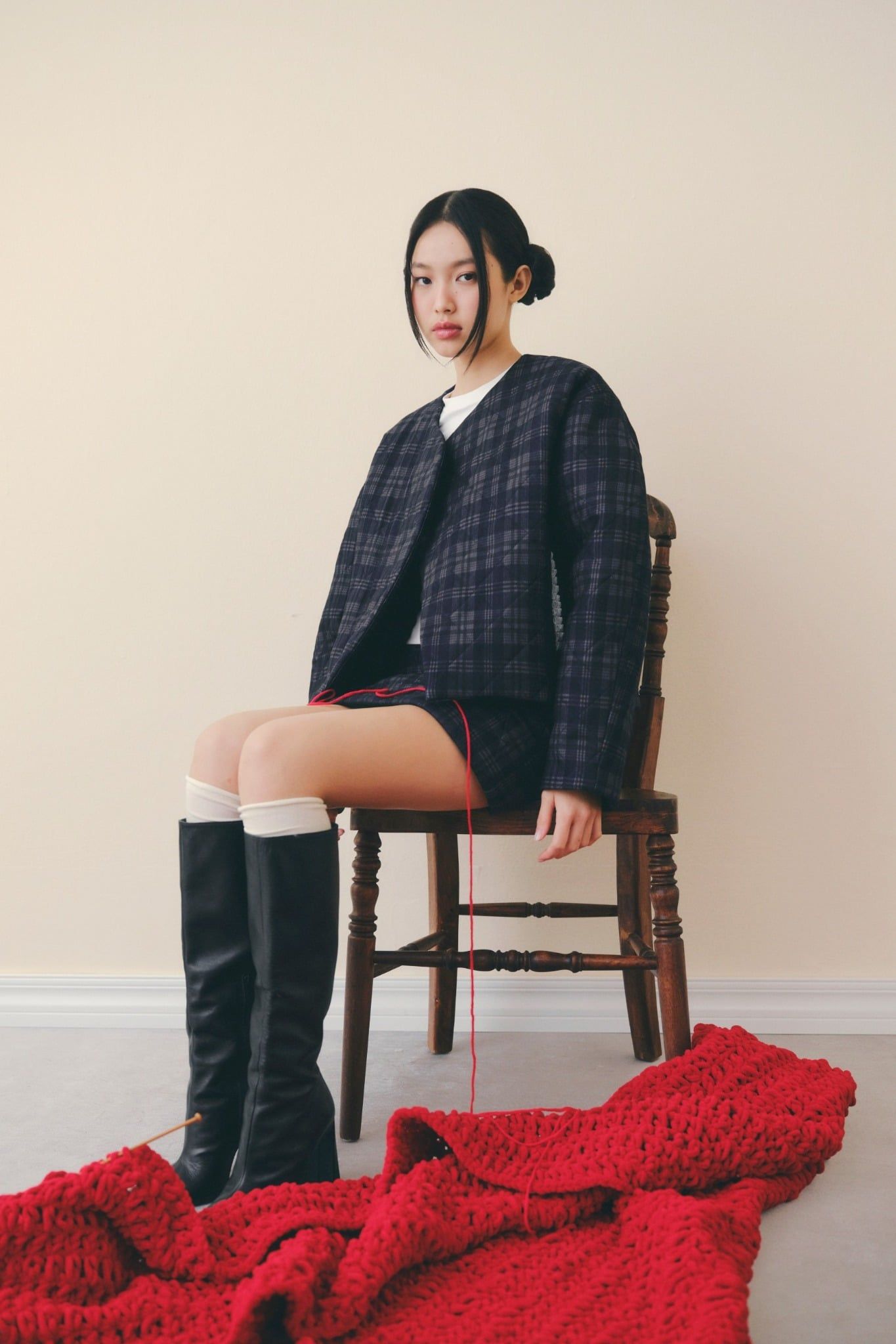 Navy Kate Plaid Long Sleeves Set