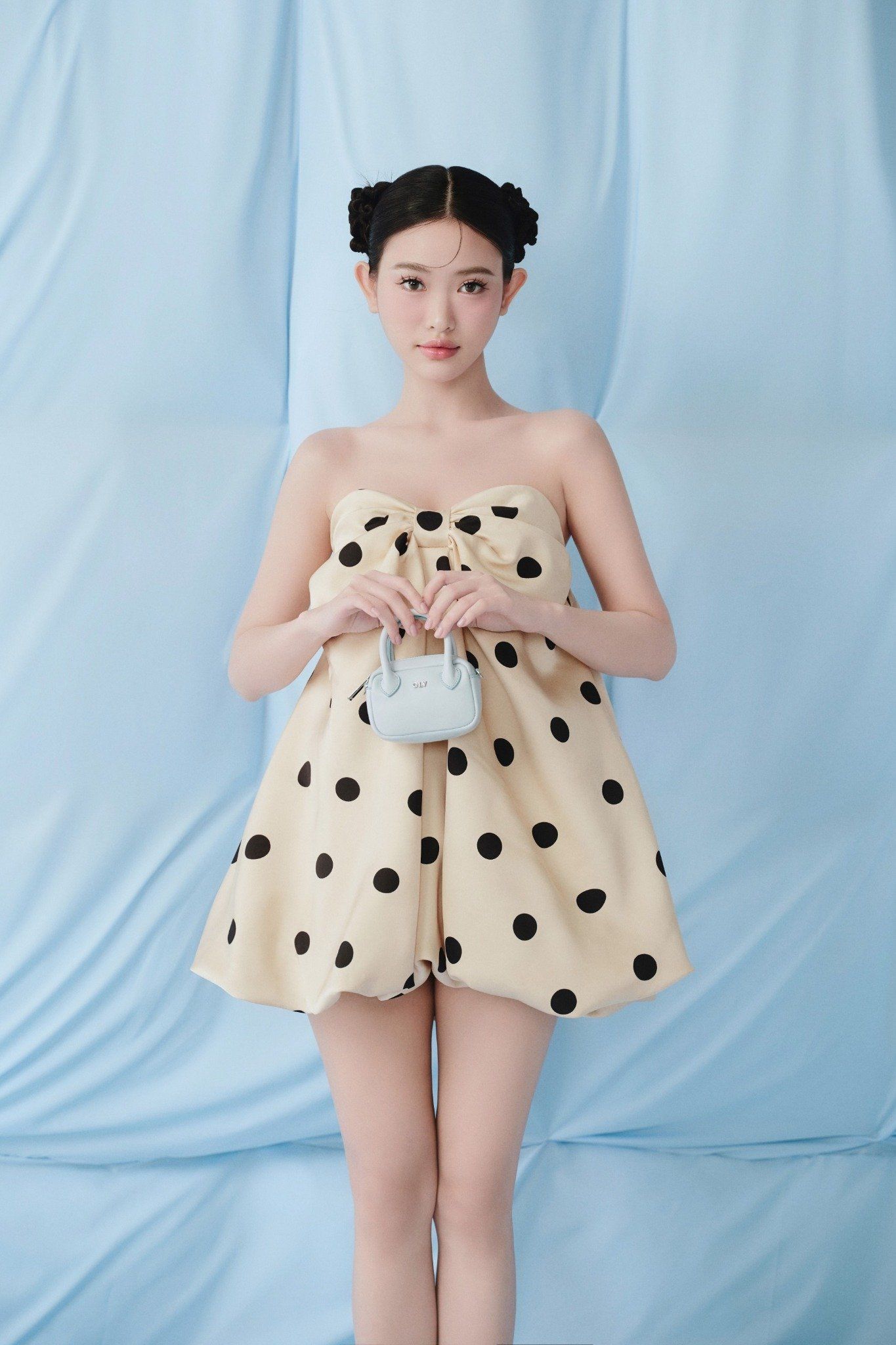 Dot Silky Puff Cup Dress nhiều màu