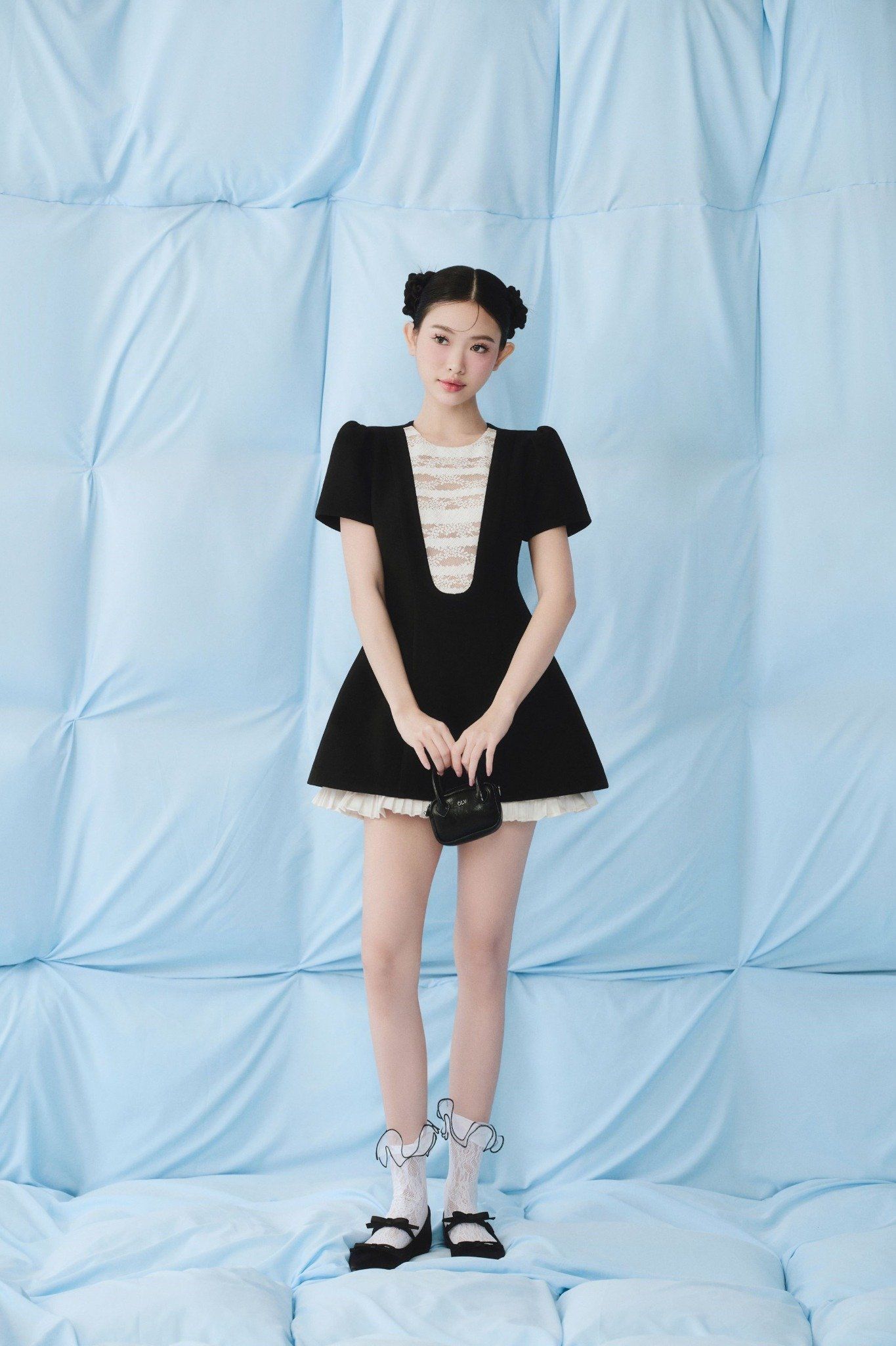 Black A Line White Layered Mini Dress