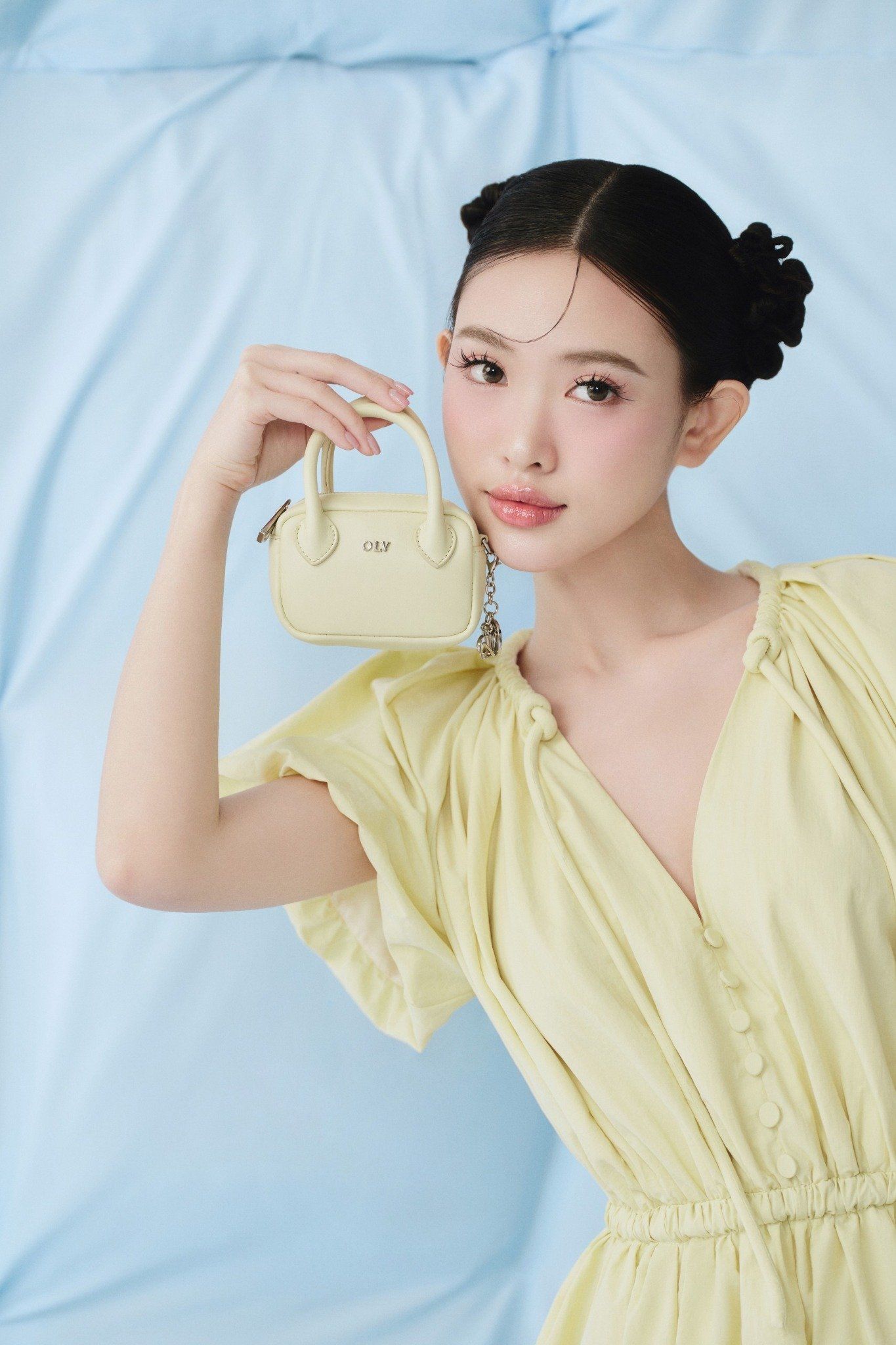 Parachute Vneck Puff Sleeves Dress nhiều màu