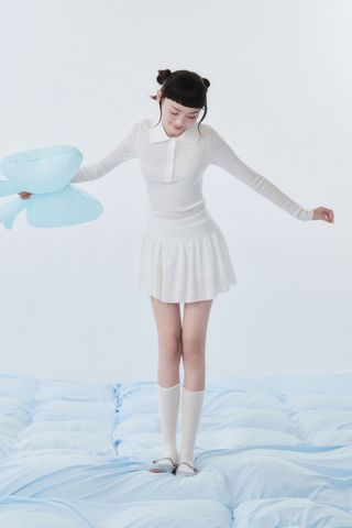 Ribbed Knit Heart Button Set nhiều màu