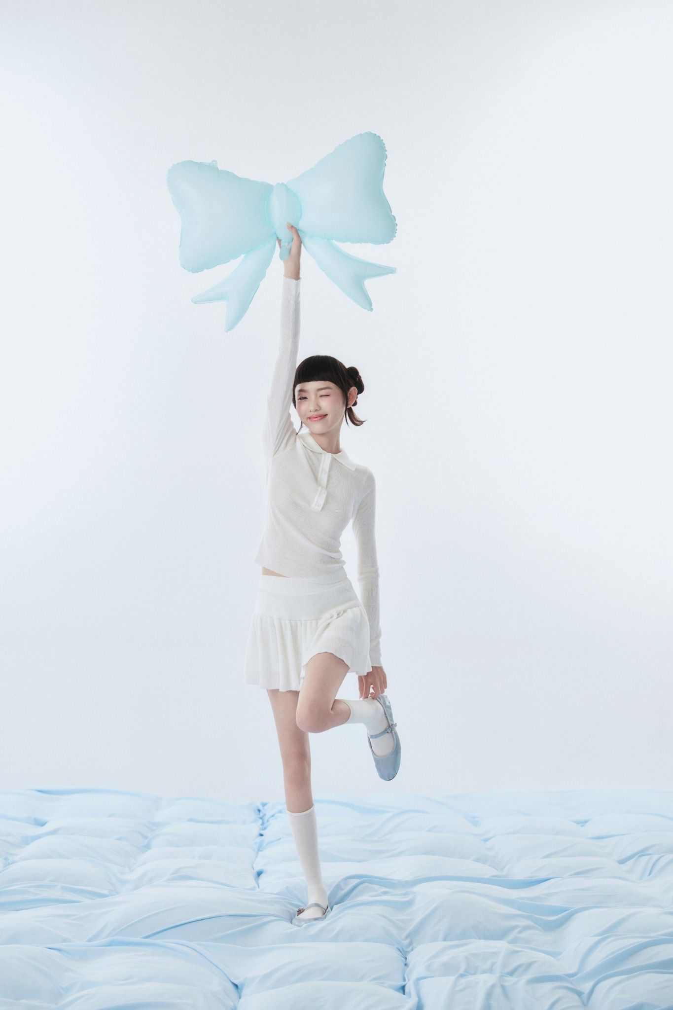 Ribbed Knit Heart Button Set nhiều màu