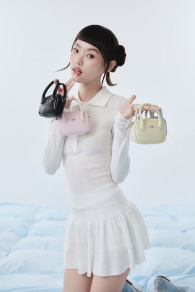  Ribbed Knit Heart Button Set nhiều màu 