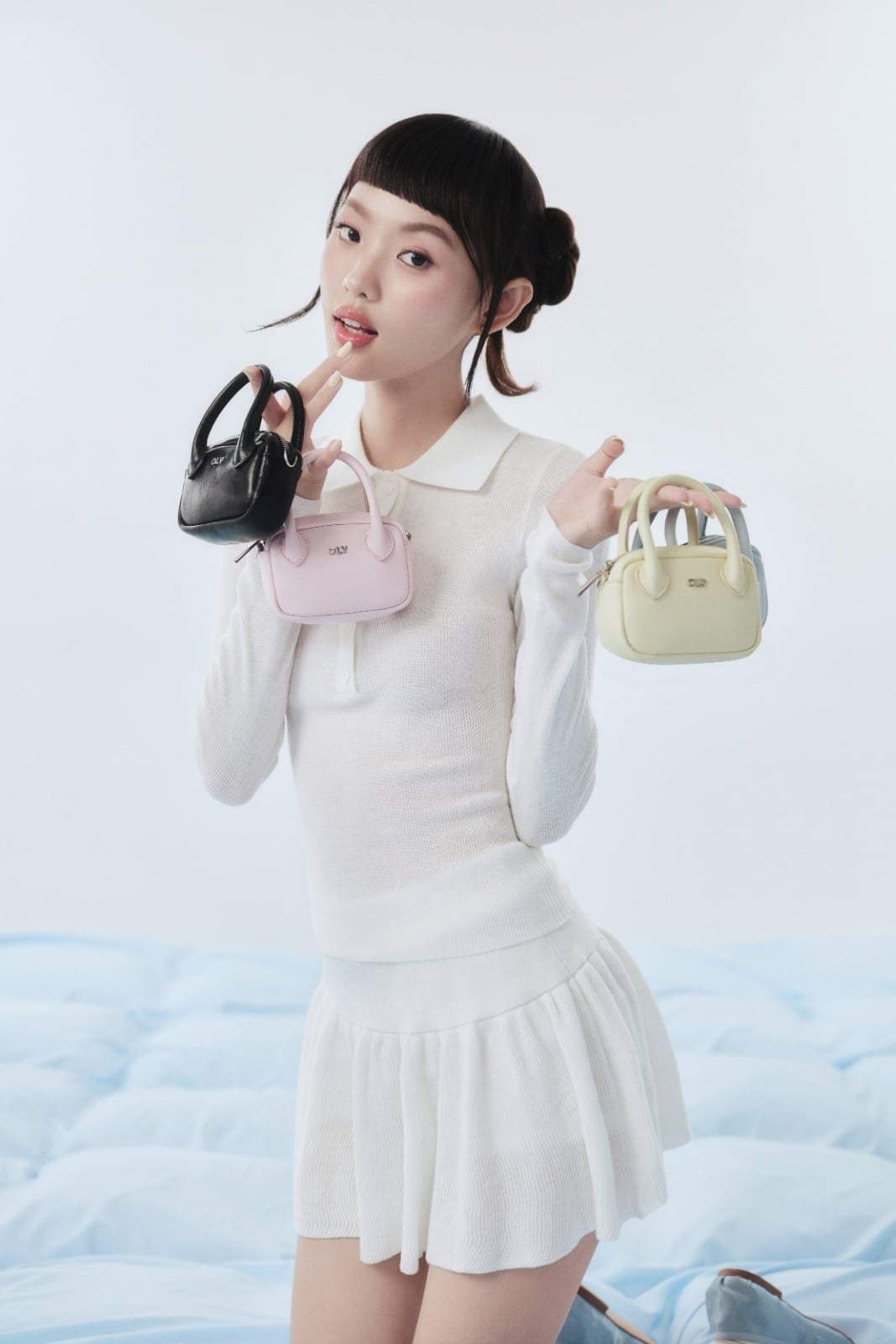 Ribbed Knit Heart Button Set nhiều màu