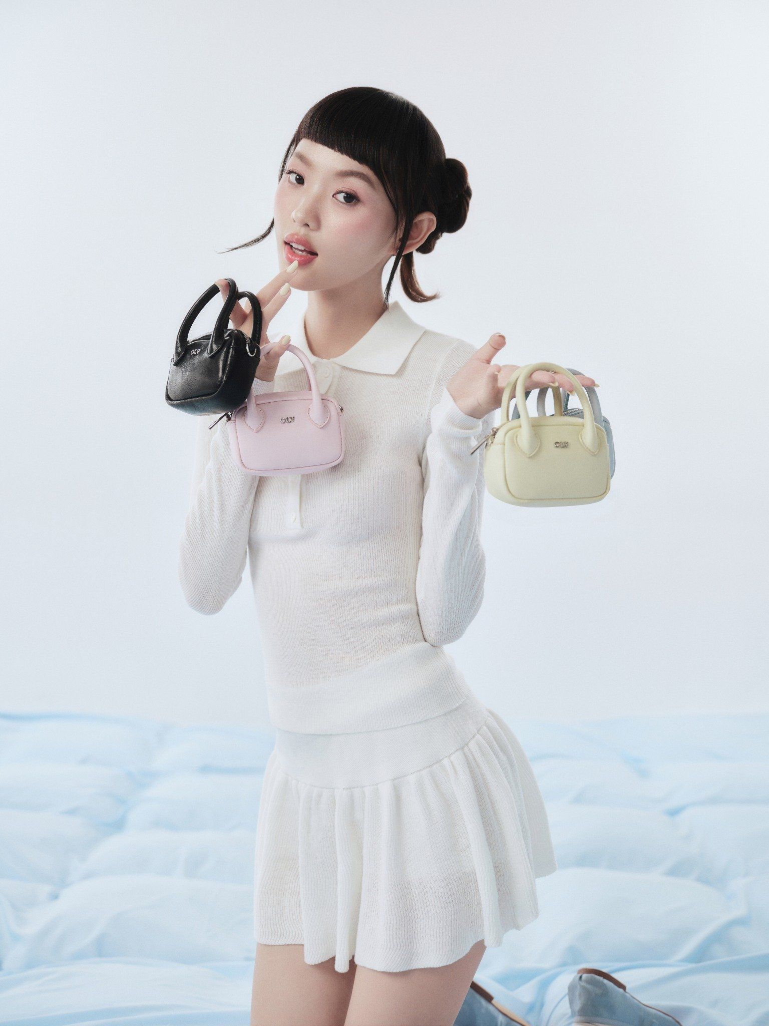 Ribbed Knit Heart Button Set nhiều màu