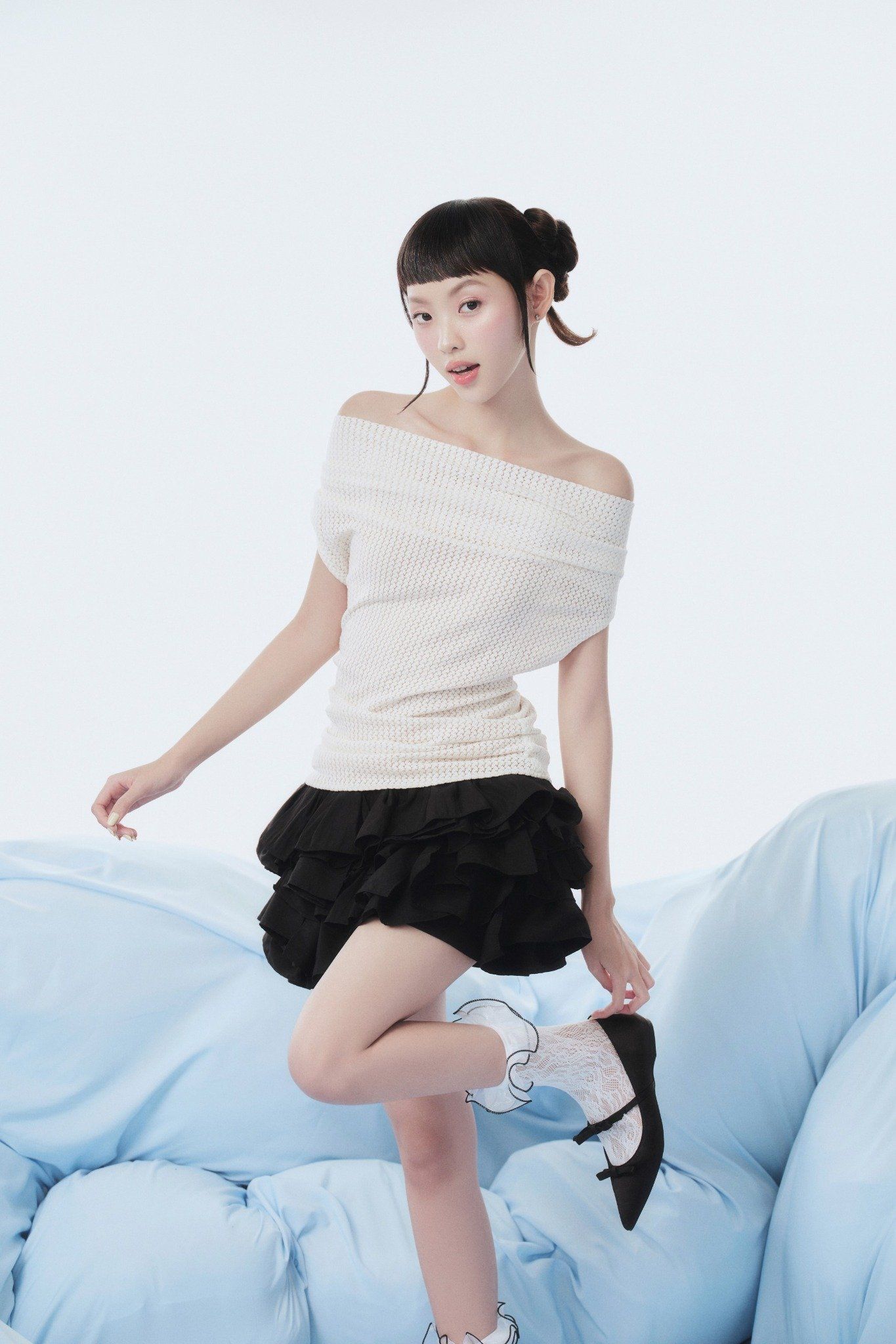 Chân váy Black Parachute Mini Tiered Ruffled Skirt