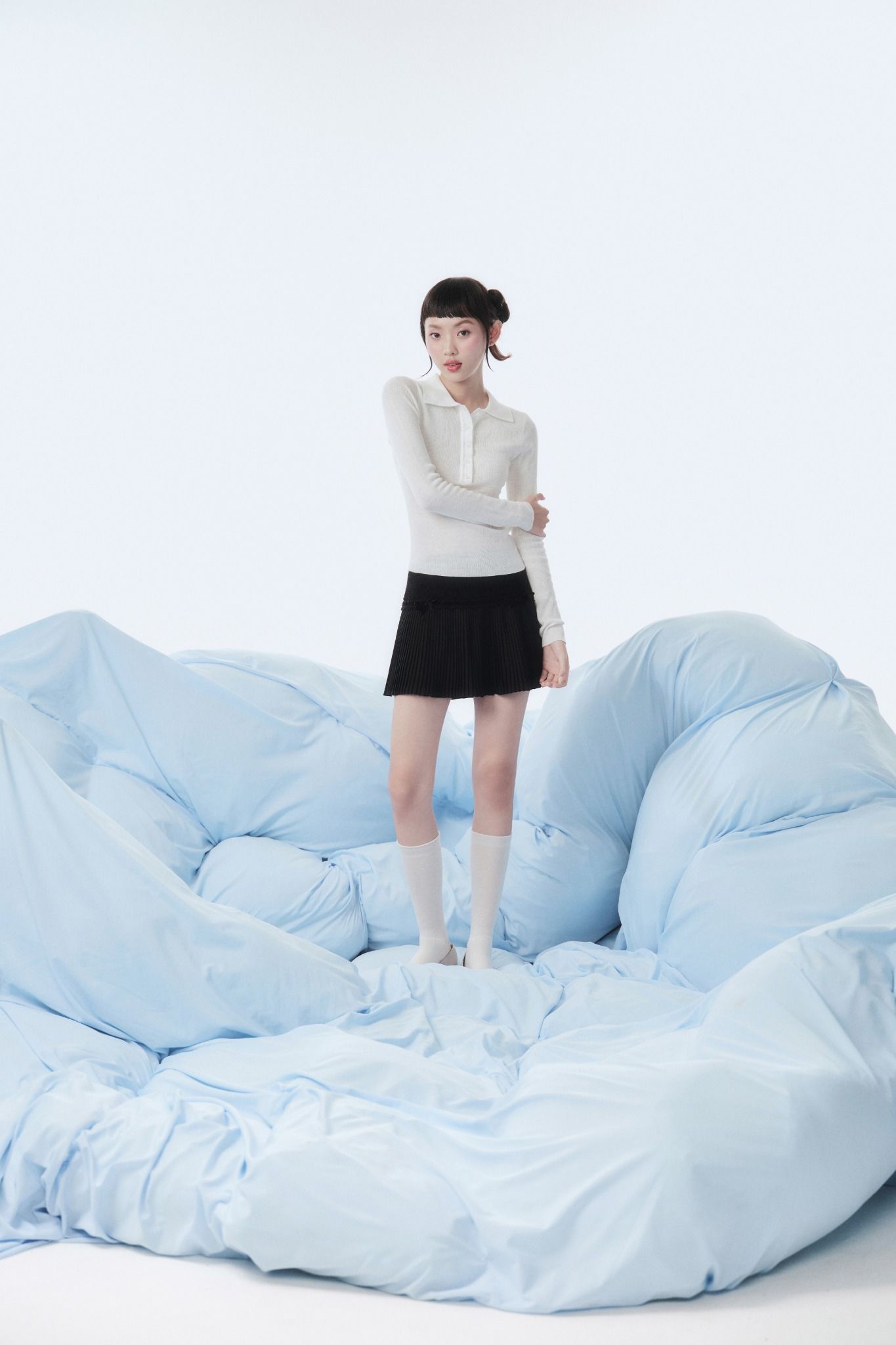 Chân váy Black Bow Pleated Mini Skirt