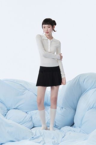 Chân váy Black Bow Pleated Mini Skirt