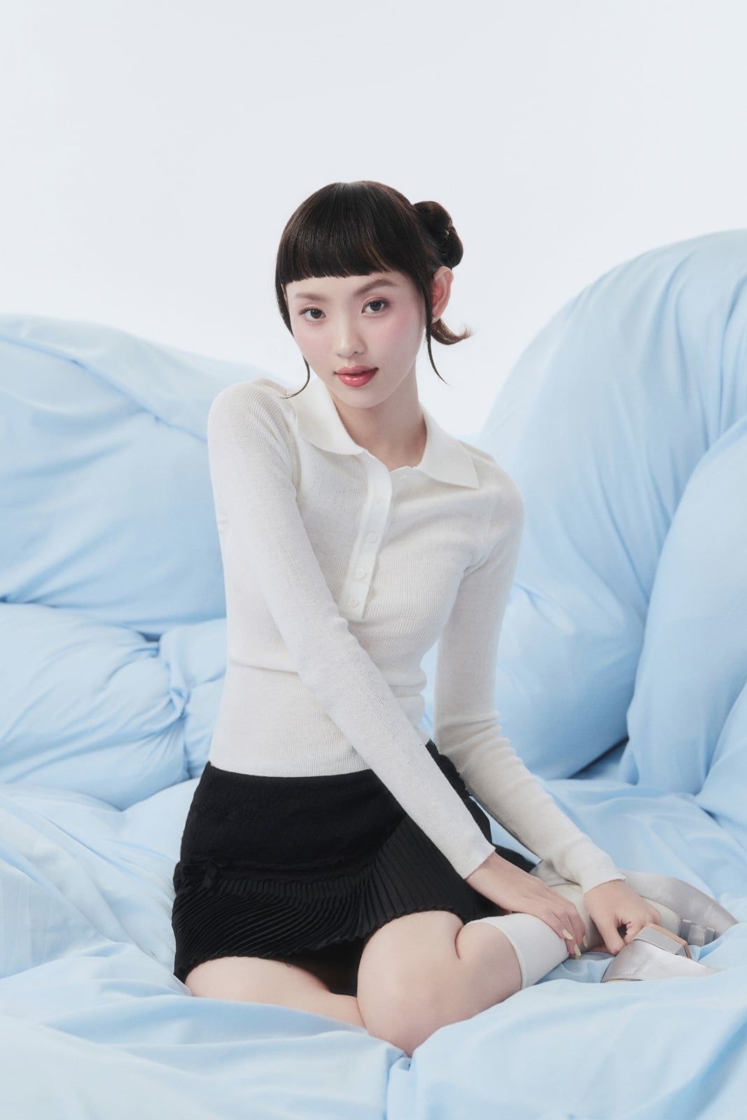 Chân váy Black Bow Pleated Mini Skirt