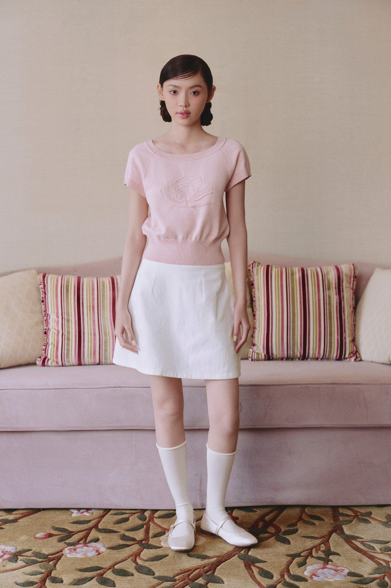 Áo Peony Round Neck Knit Top nhiều màu